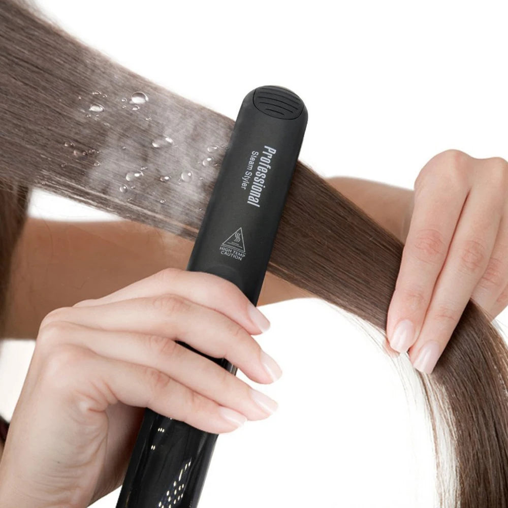 La vapeur lisseur de cheveux professionnel vitrocéramique vapeur fer plat 450℉ chaleur rapide traitement à l'huile d'argan outils de soins des cheveux.